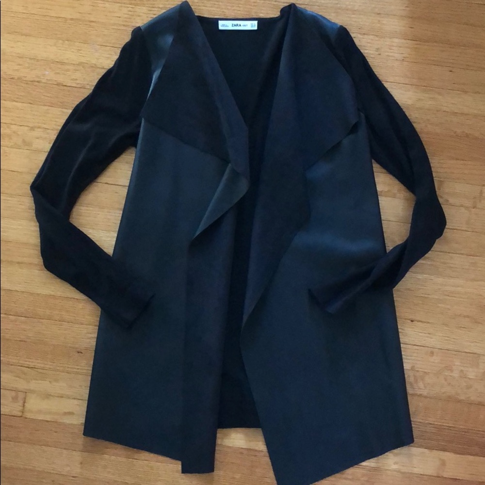 Zara long sweater w/ faux leather